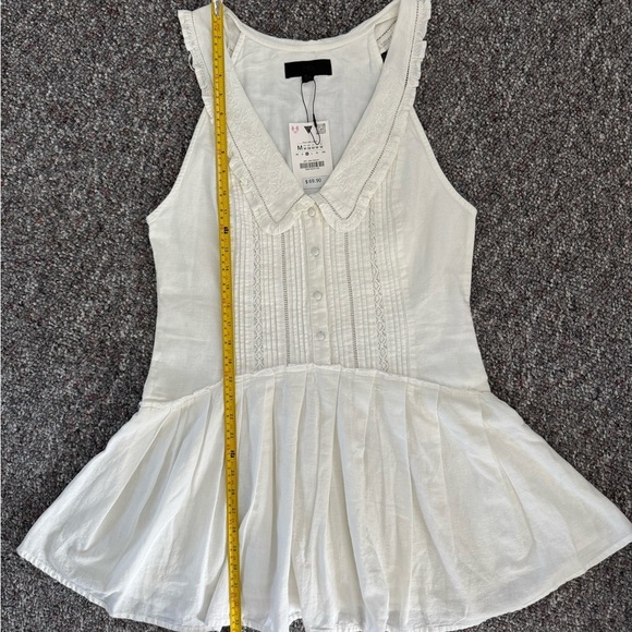 Zara Dresses & Skirts - Zara NWT Cotton Linen blend Peter Pan Embroidered Collar Pleated Balletcore Dres